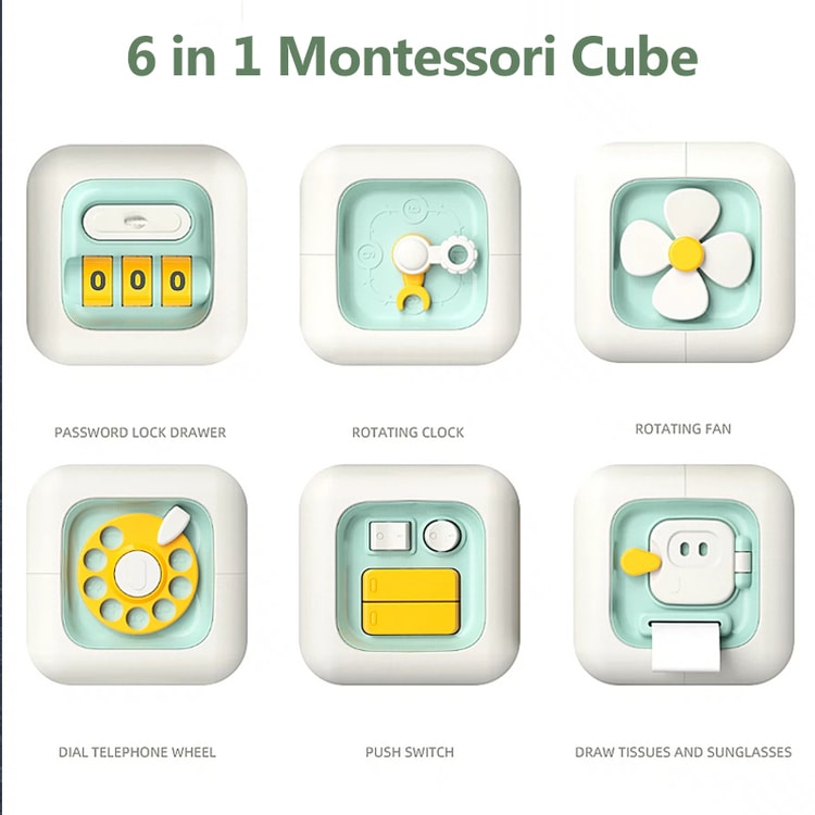 6 in 1 Montessori Educational Toys Sensory Busy Board Baby Practice Skills Drawer Cube Fidget Educational Toys