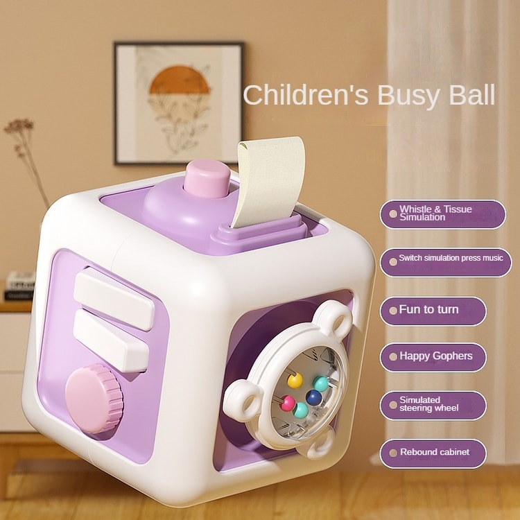 6 in 1 Montessori Educational Toys Sensory Busy Board Baby Practice Skills Drawer Cube Fidget Educational Toys