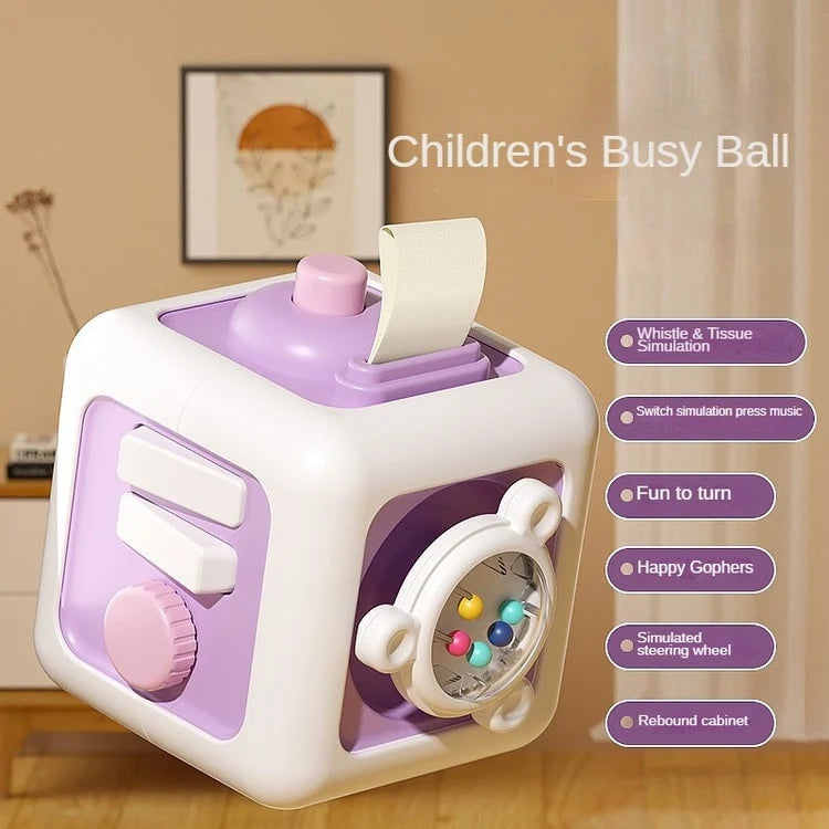 6 in 1 Montessori Educational Toys Sensory Busy Board Baby Practice Skills Drawer Cube Fidget Educational Toys
