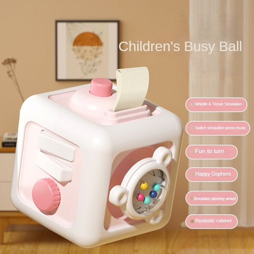 6 in 1 Montessori Educational Toys Sensory Busy Board Baby Practice Skills Drawer Cube Fidget Educational Toys
