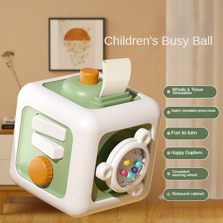 6 in 1 Montessori Educational Toys Sensory Busy Board Baby Practice Skills Drawer Cube Fidget Educational Toys