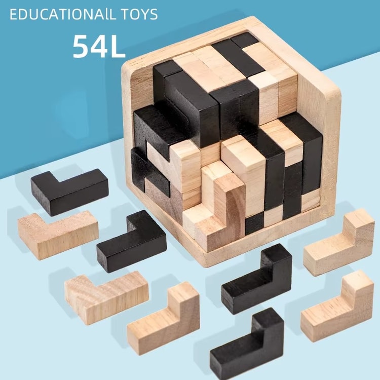 Wooden Puzzles Shape Cube Educational Toys, Stroller Organizer, Easter Gifts for Puzzle Lovers