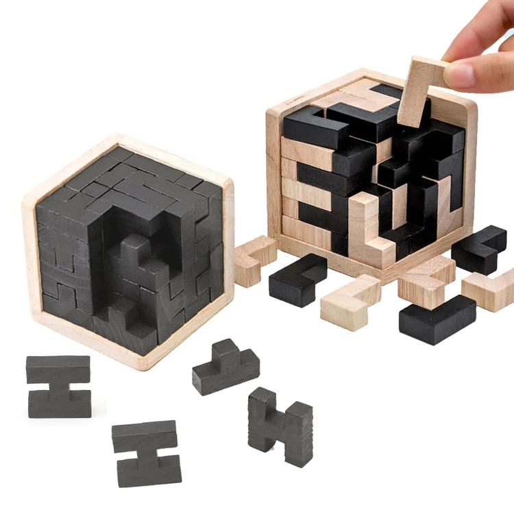 Wooden Puzzles Shape Cube Educational Toys, Stroller Organizer, Easter Gifts for Puzzle Lovers