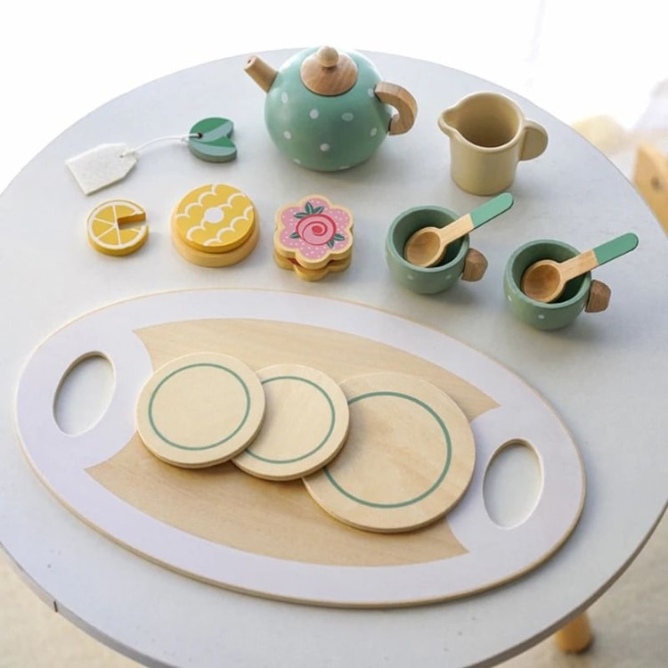 Wooden Afternoon Tea Set Toy Pretend Play Food Montessori Early Educational Toys