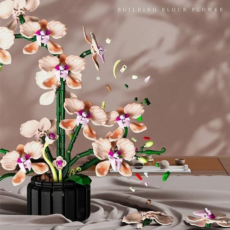 Orchid Flower Bouquet Building Blocks Set